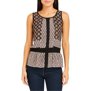 Adrianna Papell Sleeveless Lined Blouse Top Womens Gathered Waist Size Large S